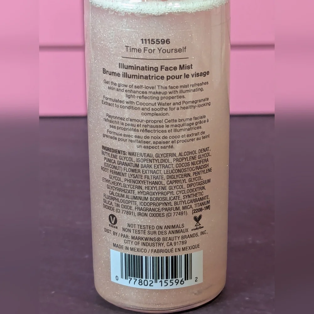 Wet n Wild Pampered Collection Illuminating Face Mist Time for Yourself NEW